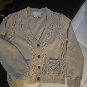3.1 Phillip Lim Beige Cable-Knit Button Cardigan